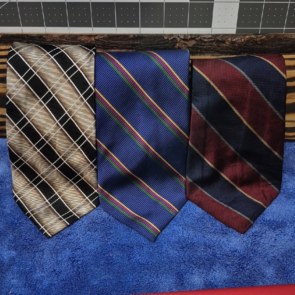 Jos. A. Bank Black and Blue Silk Ties 3 Count Lot #2